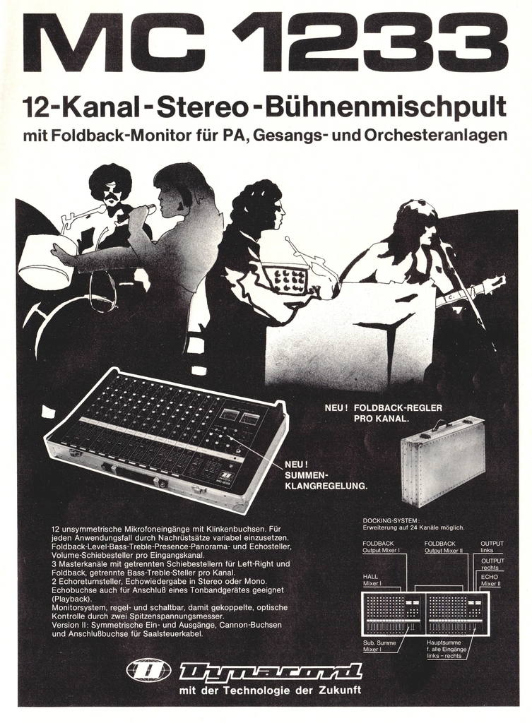 Dynacord Werbung, aus: Fachblatt MusicMagazin 12/1977