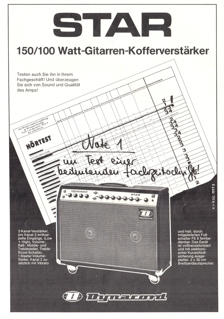 Dynacord Werbung, aus: Fachblatt MusicMagazin 12/1977