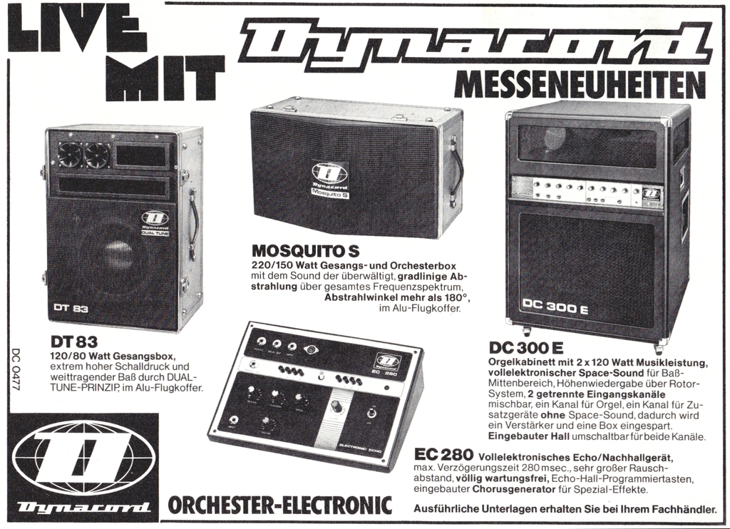 Dynacord Werbung, aus: Fachblatt MusicMagazin Juni 1977.