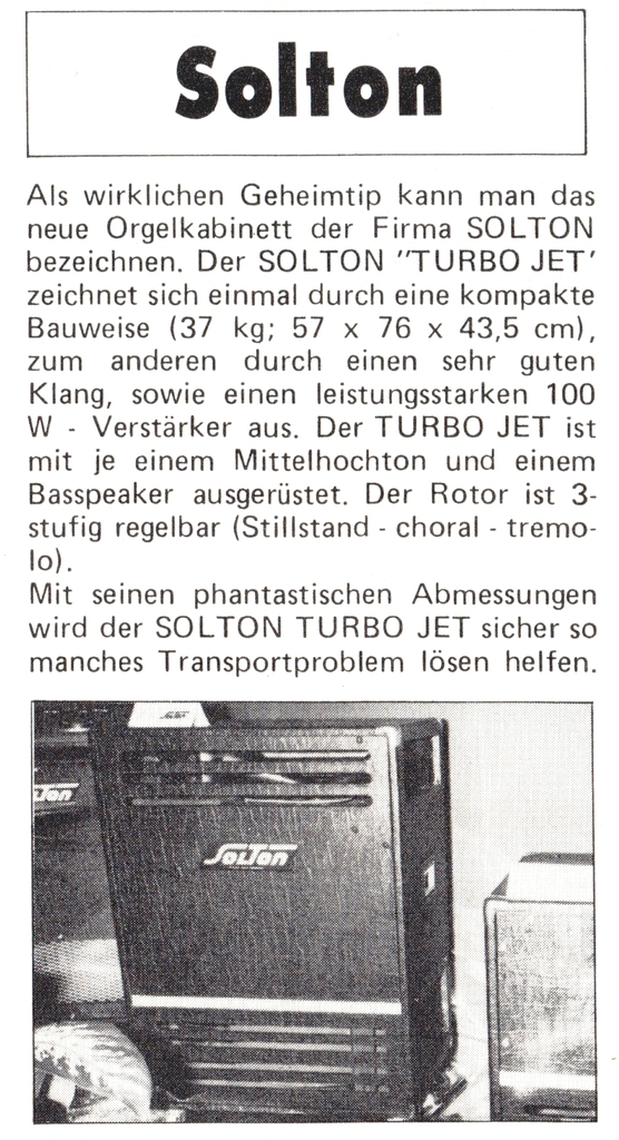 Solton Messeneuheit 1977: Turbo Jet