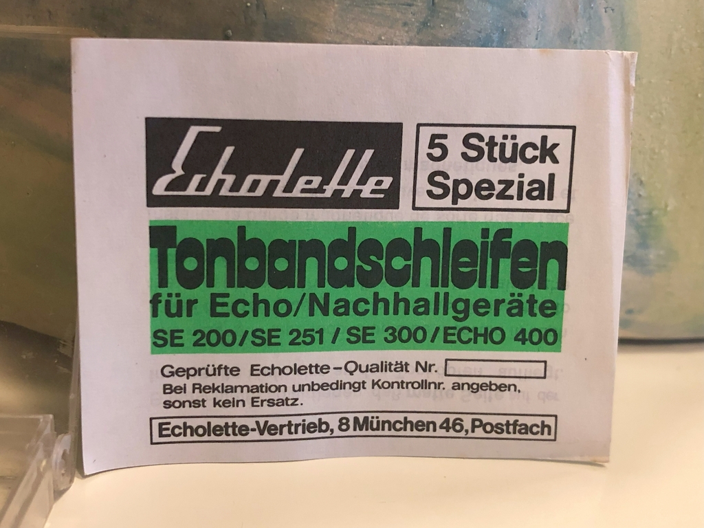 "Echolette grün" - Originale OEM Bandschlaufe für Transistor-Nachhallgeräte von Echolette.