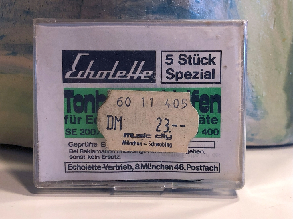 "Echolette grün" - Originale OEM Bandschlaufe für Transistor-Nachhallgeräte von Echolette.